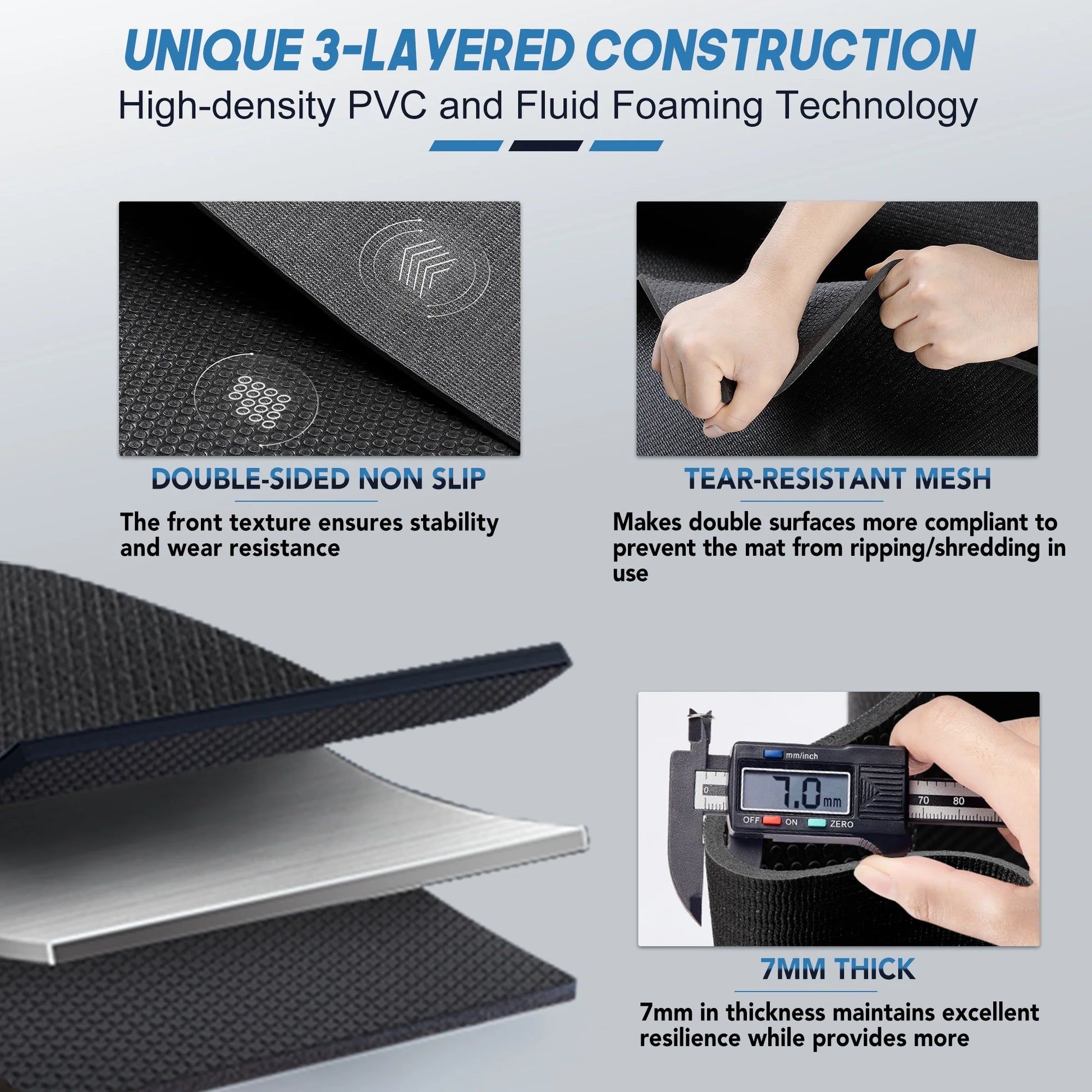 12'X6' Black Gym Mat, Thick Large Exercise Yoga Mat for Men and Women Aerobics, Skipping Rope, Gym Equipment - Perfect for Home and Gym Workouts